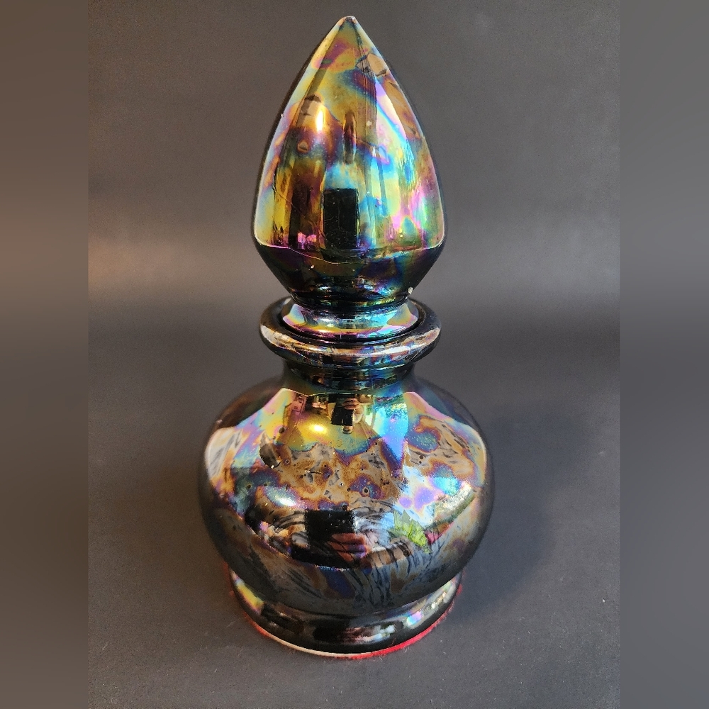 Vintage Iridescent Ceramic Bottle With Stopper